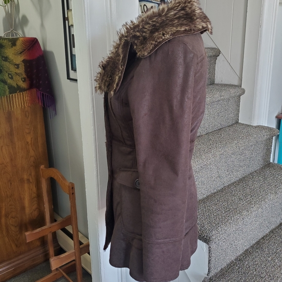 VINTAGE GADZOOKS~ RETRO BROWN FAUX FUR LINED JACKET! - Picture 7 of 16